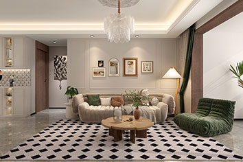 万科翡翠书院140平米奶油气概装修软装效果图